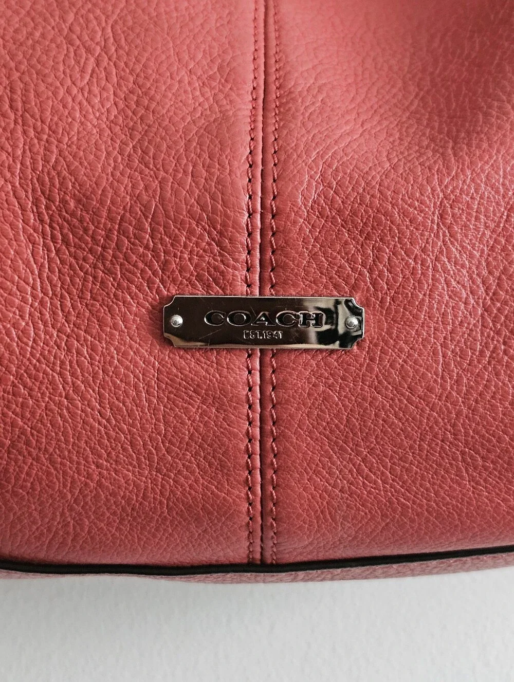Coach Avery F23960 Coral Pebbled Leather Medium Hobo Shoulder Bag Tassel Hangtag